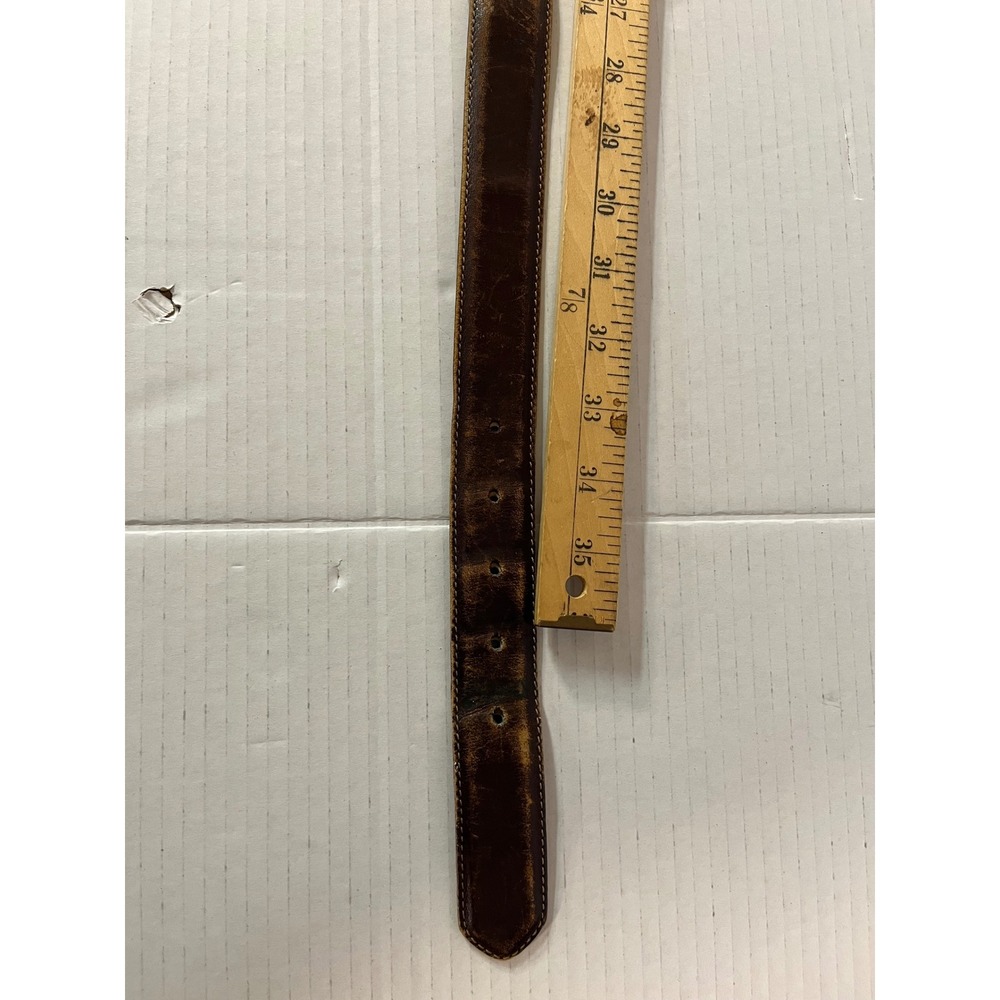 Coach Leather Belt Mens 34 Mahogany Brown Fair Distressed Vintage Brass Buckle